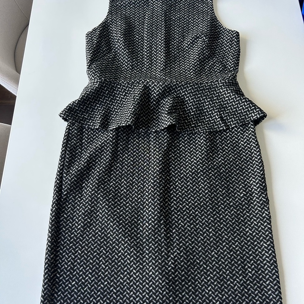 Ann Taylor Black and White Patterned Midi Dress